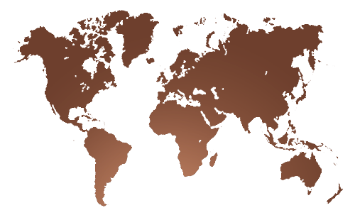 Mapa mundial en tono marrón chocolate